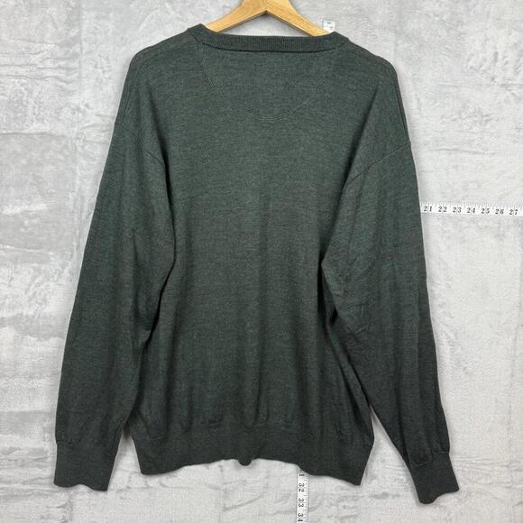 Orvis Mens 100% Merino Wool Sweater Green V-Neck Pullover Long Sleeve Size XXL - Picture 4 of 8